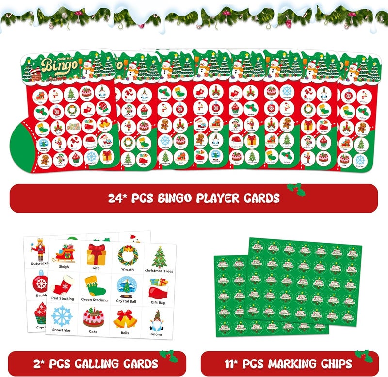 Joyful Start Socks Christmas Bingo Games, Christmas Bingo for Kids, Christmas Games for Families Classroom, Christmas Crafts for Kids Xmas Cards Party Supplies Christmas Activities - Image 2